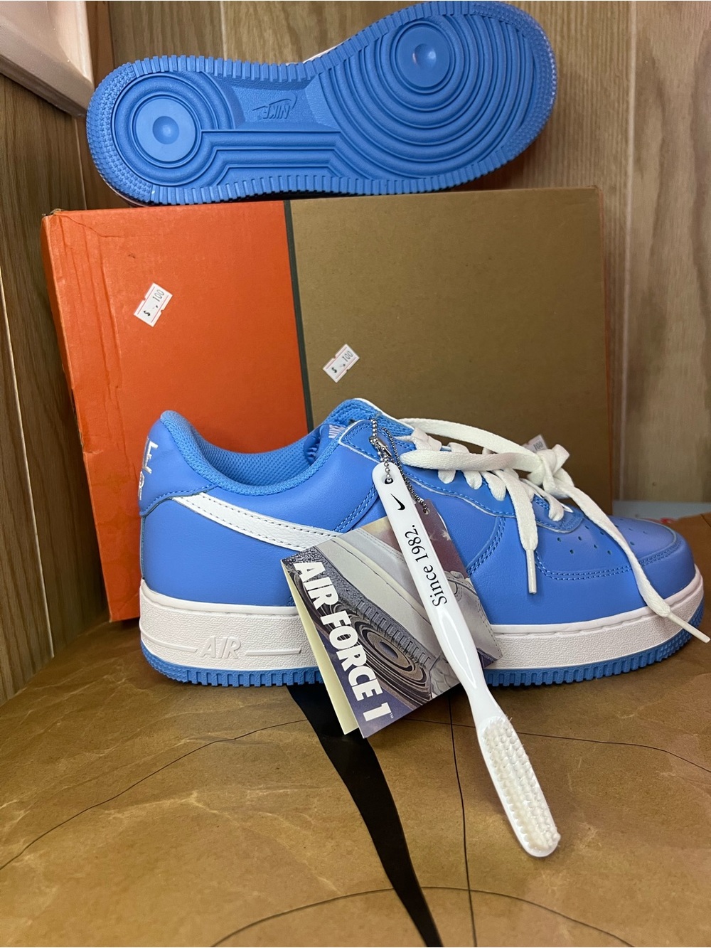 Nike Blue and White Air Force 1 Low-Top Sneakers